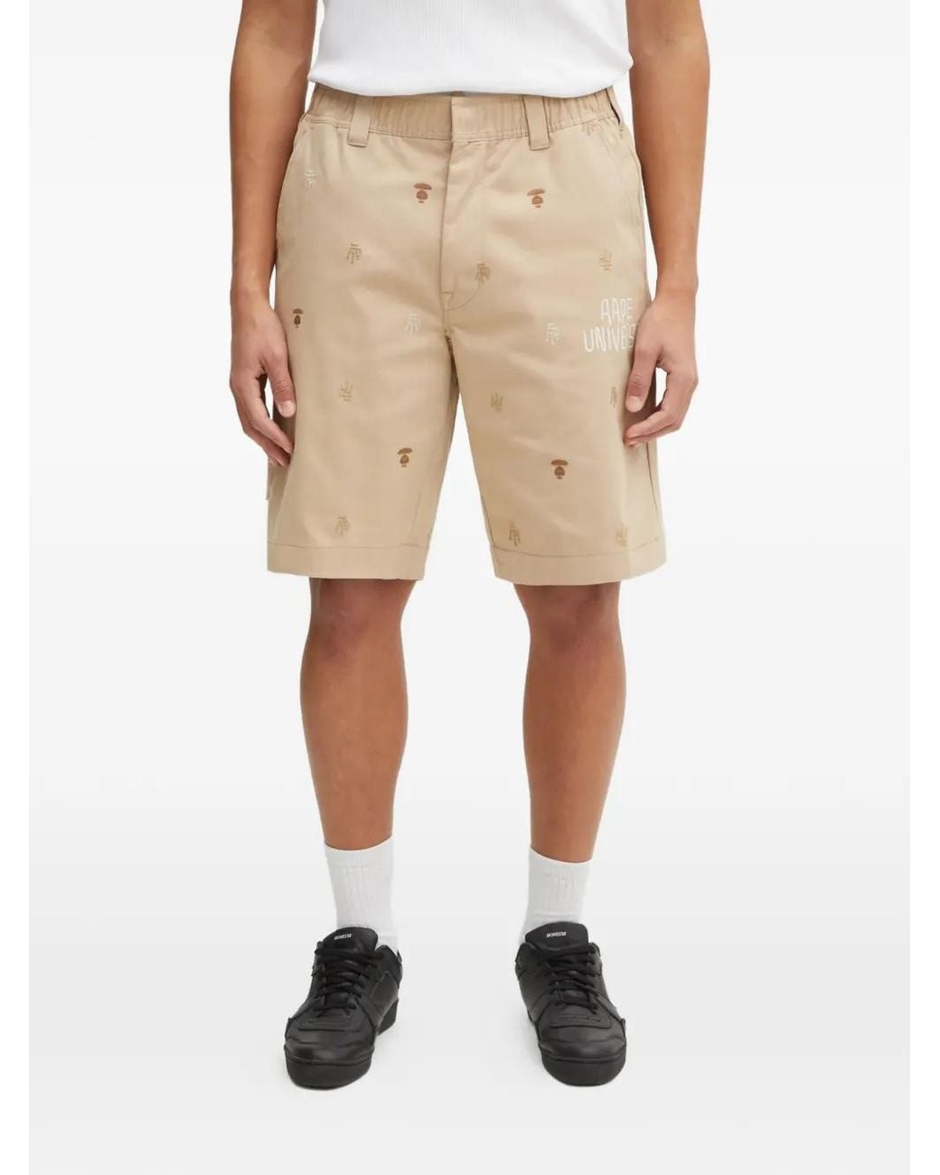 Aape By A Bathing Ape Natural Logo Graphic Shorts for men
