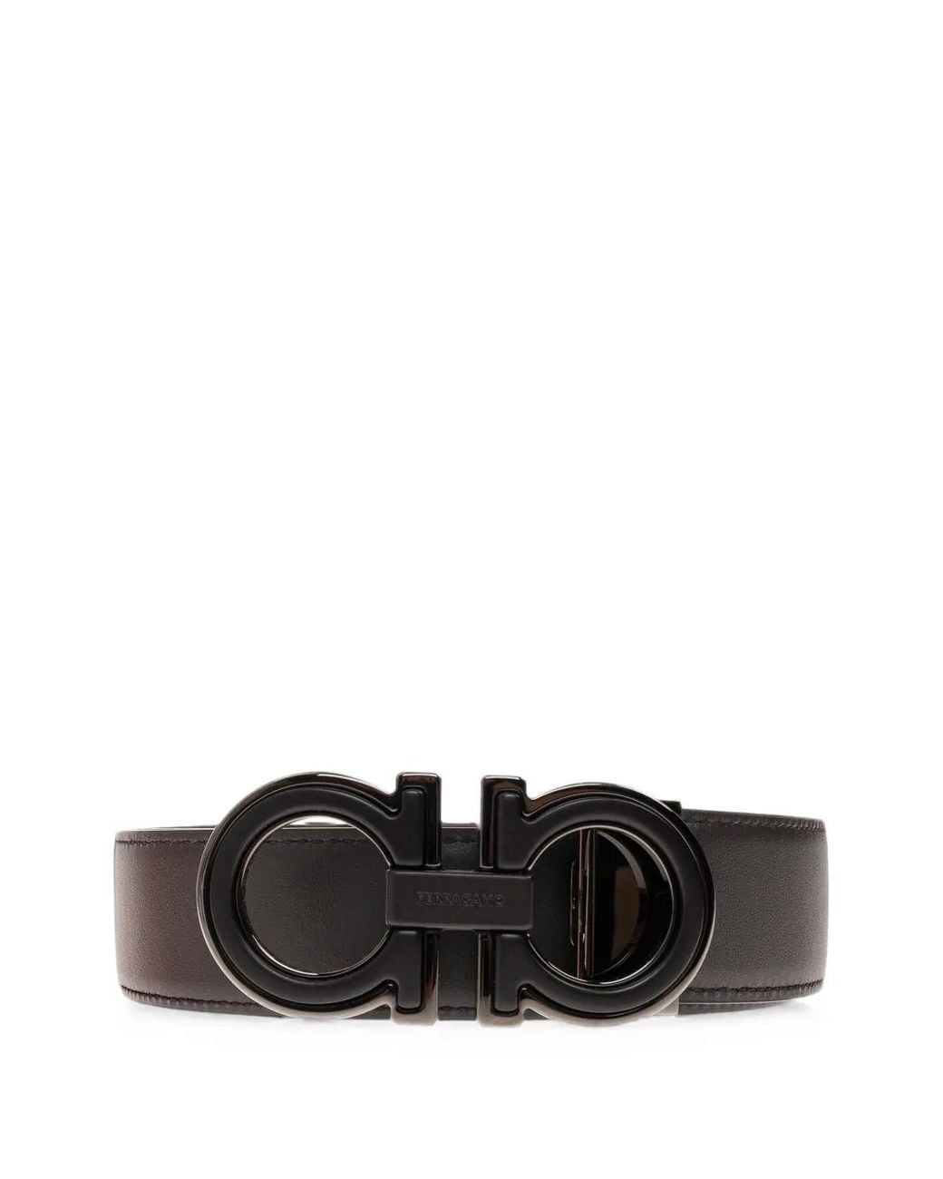 Ferragamo White Gancini Reversible Belt for men