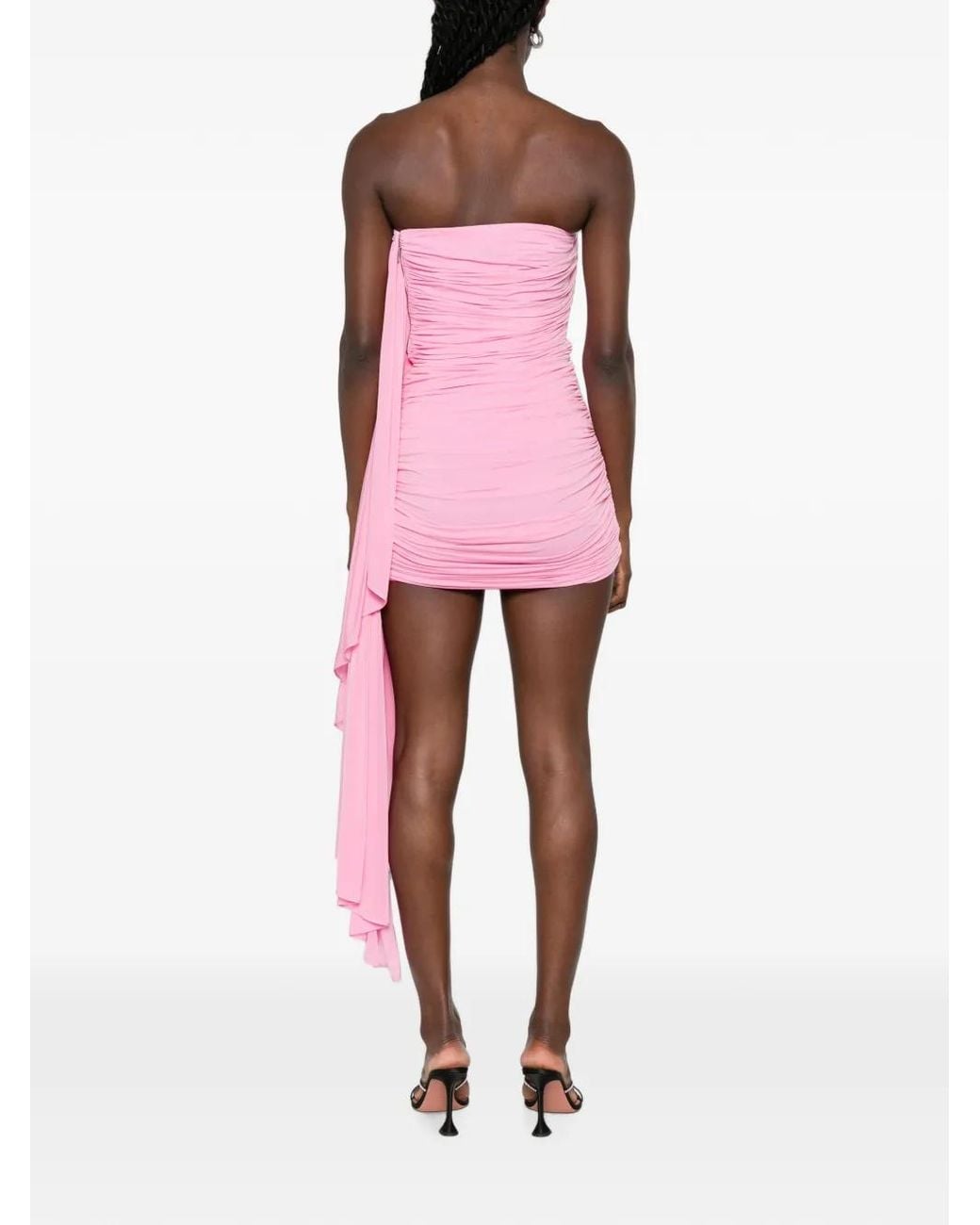 Alexander Wang Pink Asymmetric Ruched Strapless Mini Dress