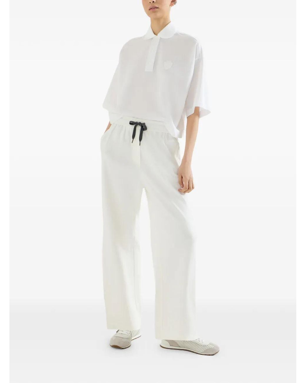 Brunello Cucinelli White Cotton Piqué Track Pants