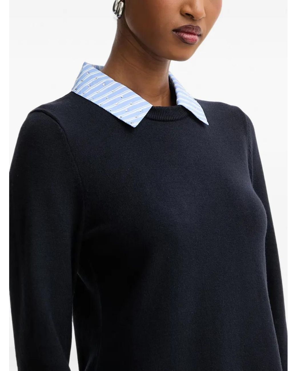Morgan Black Layered-Effect Striped-Detail Mini Dress