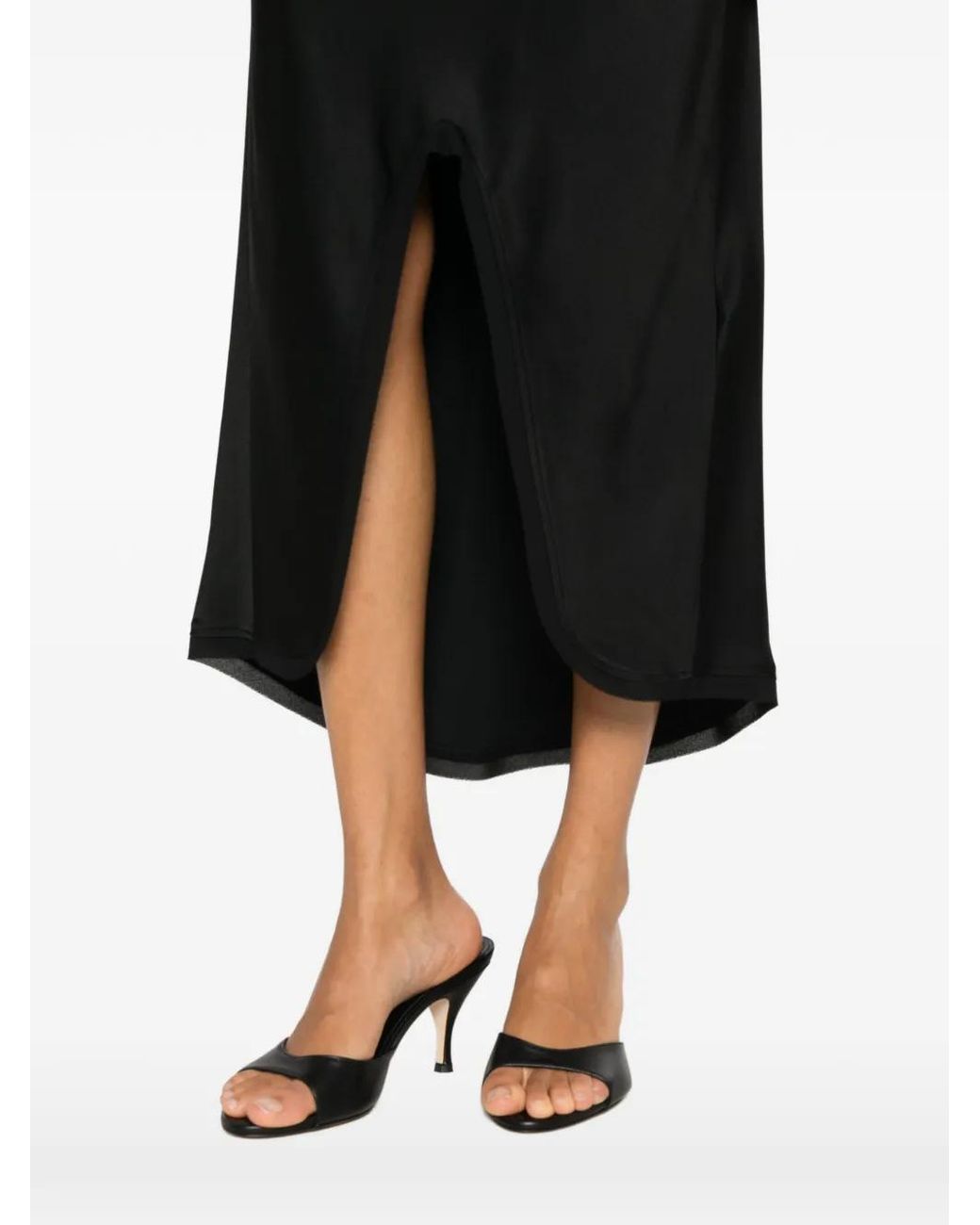 Victoria Beckham Black Split-Detail Midi Skirt