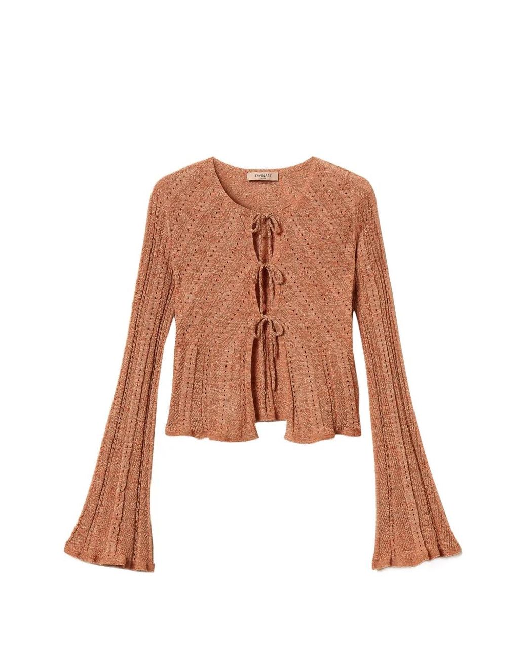 Twinset White Tie-Front Knitted Cardigan
