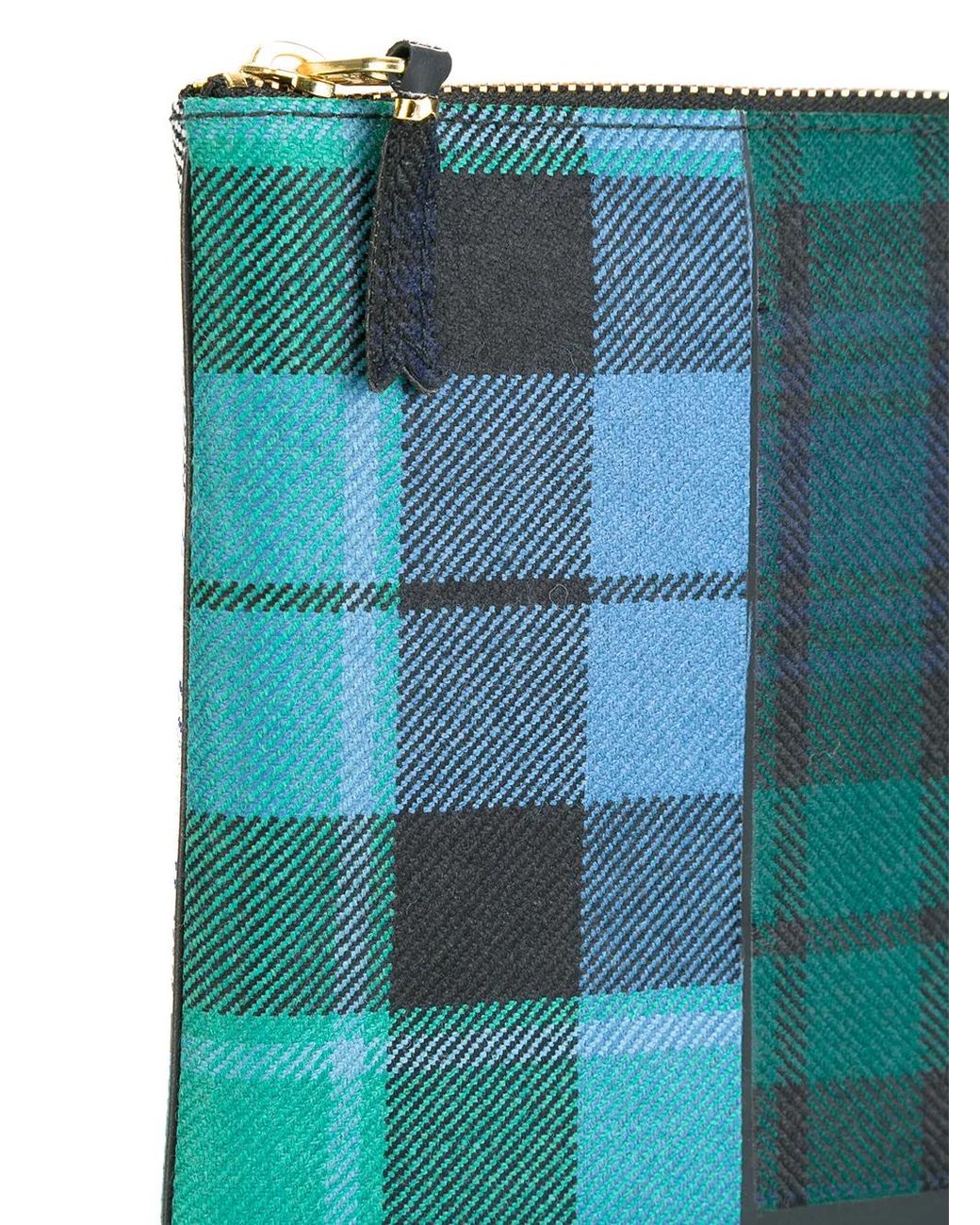 Comme des Garçons Blue Tartan Patchwork Clutch