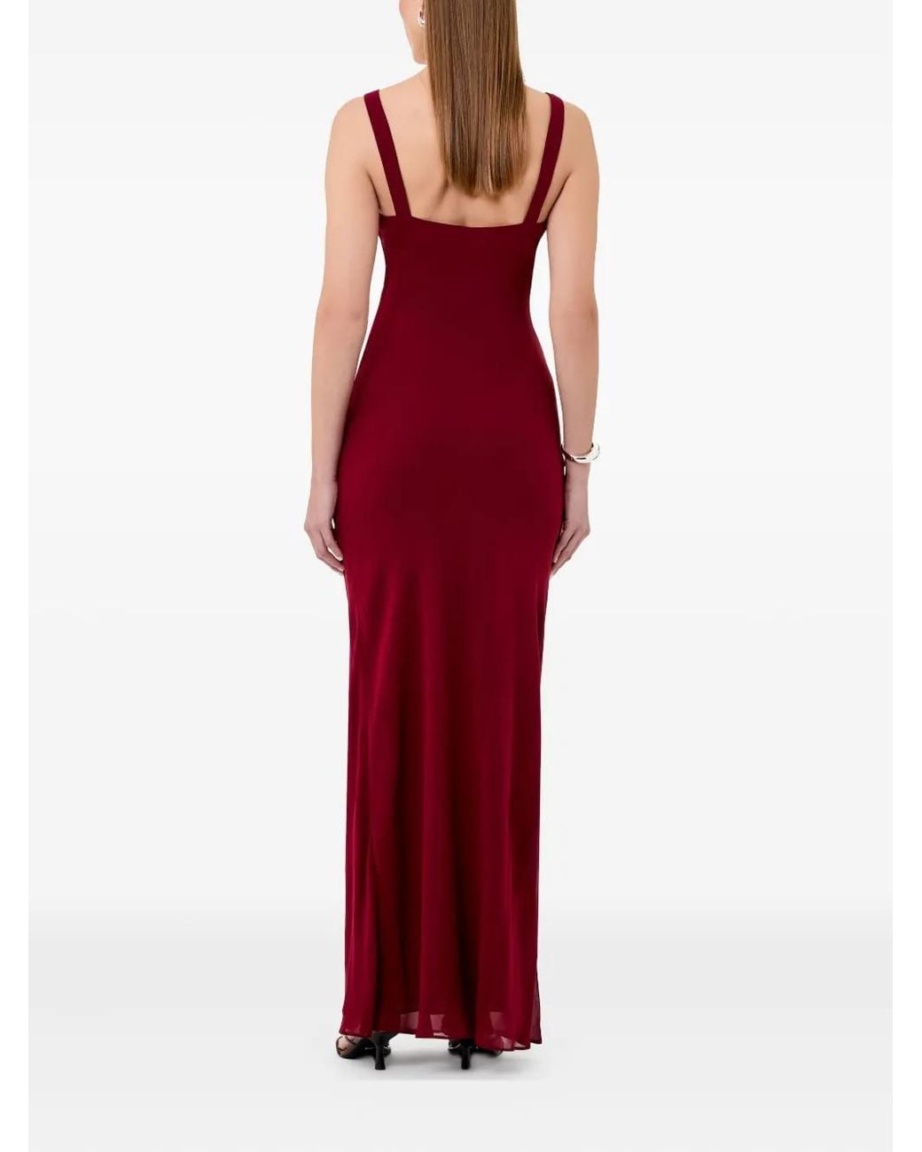 Nicholas Red Calia Cutout Cowl-Neck Column Gown