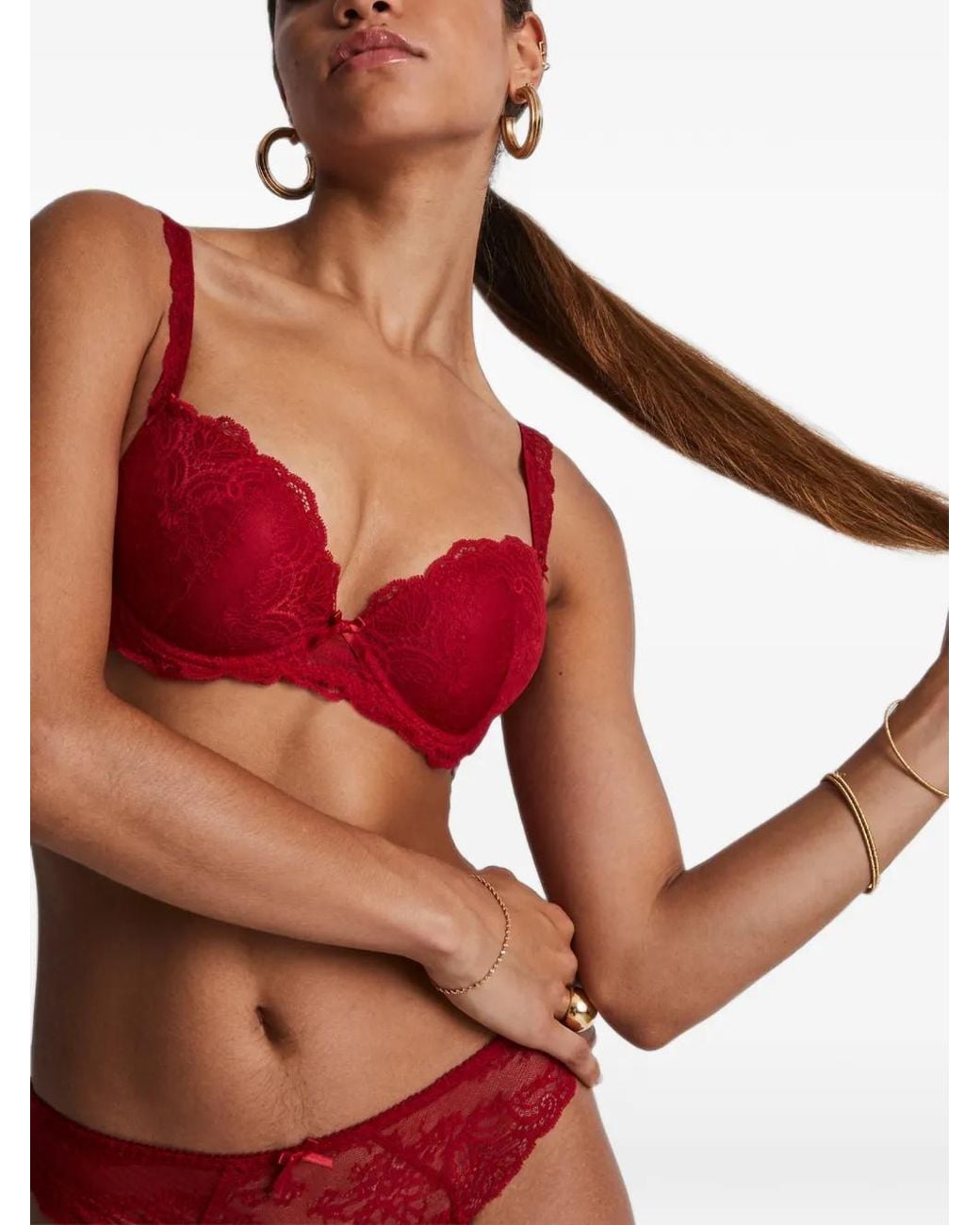 Aubade Red Lace Push-Up Bra