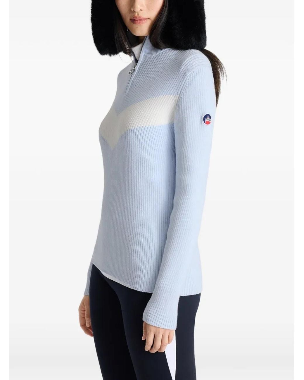 Fusalp Blue Andromède Chevron-Knit Sweater