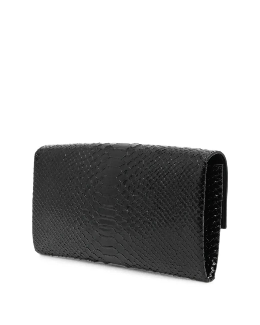 Tom Ford Black Python-Effect Leather Clutch Bag