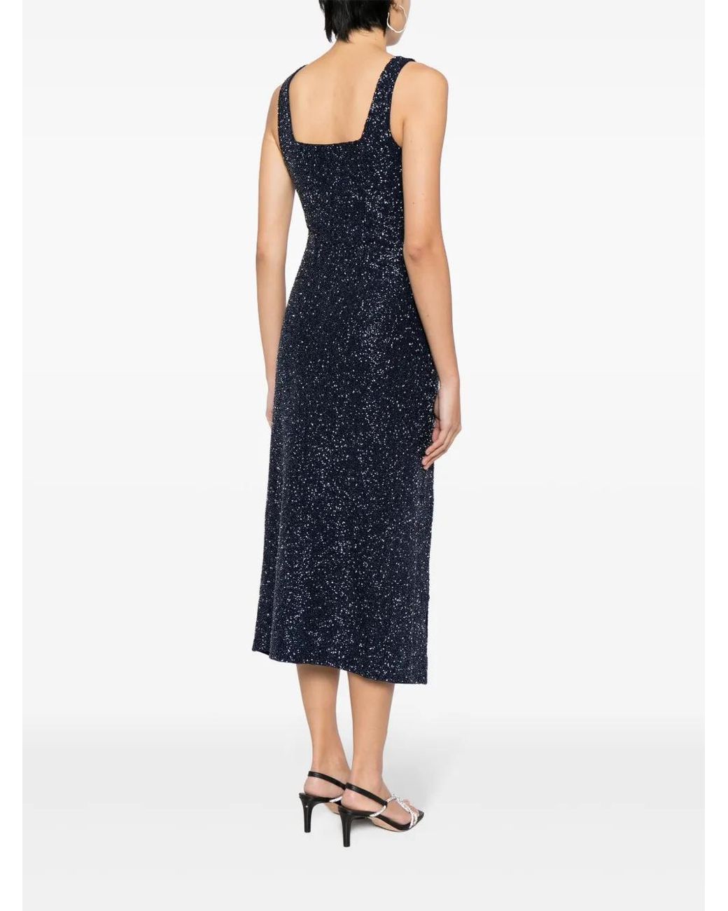 Staud Blue Le Sable Glitter Midi Dress