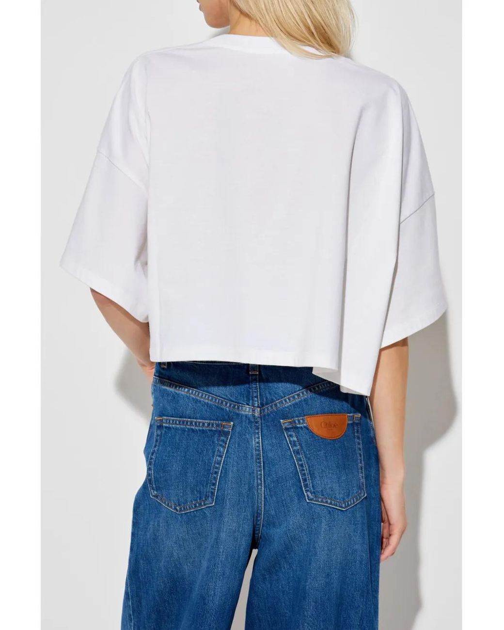 Chloé White Cropped Boxy Logo T-Shirt