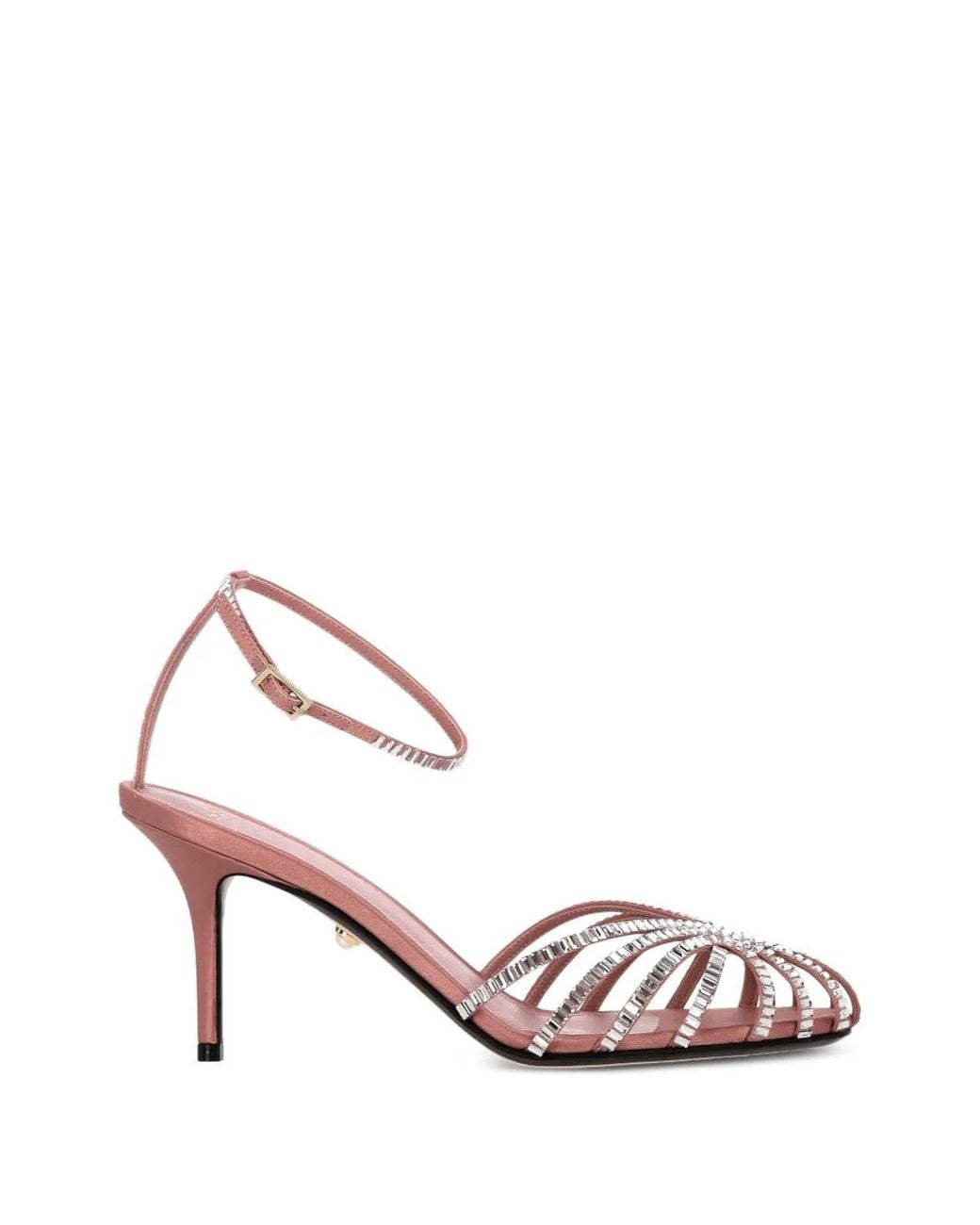 ALEVI Pink Penelope Crystal-Embellished Silk Sandals