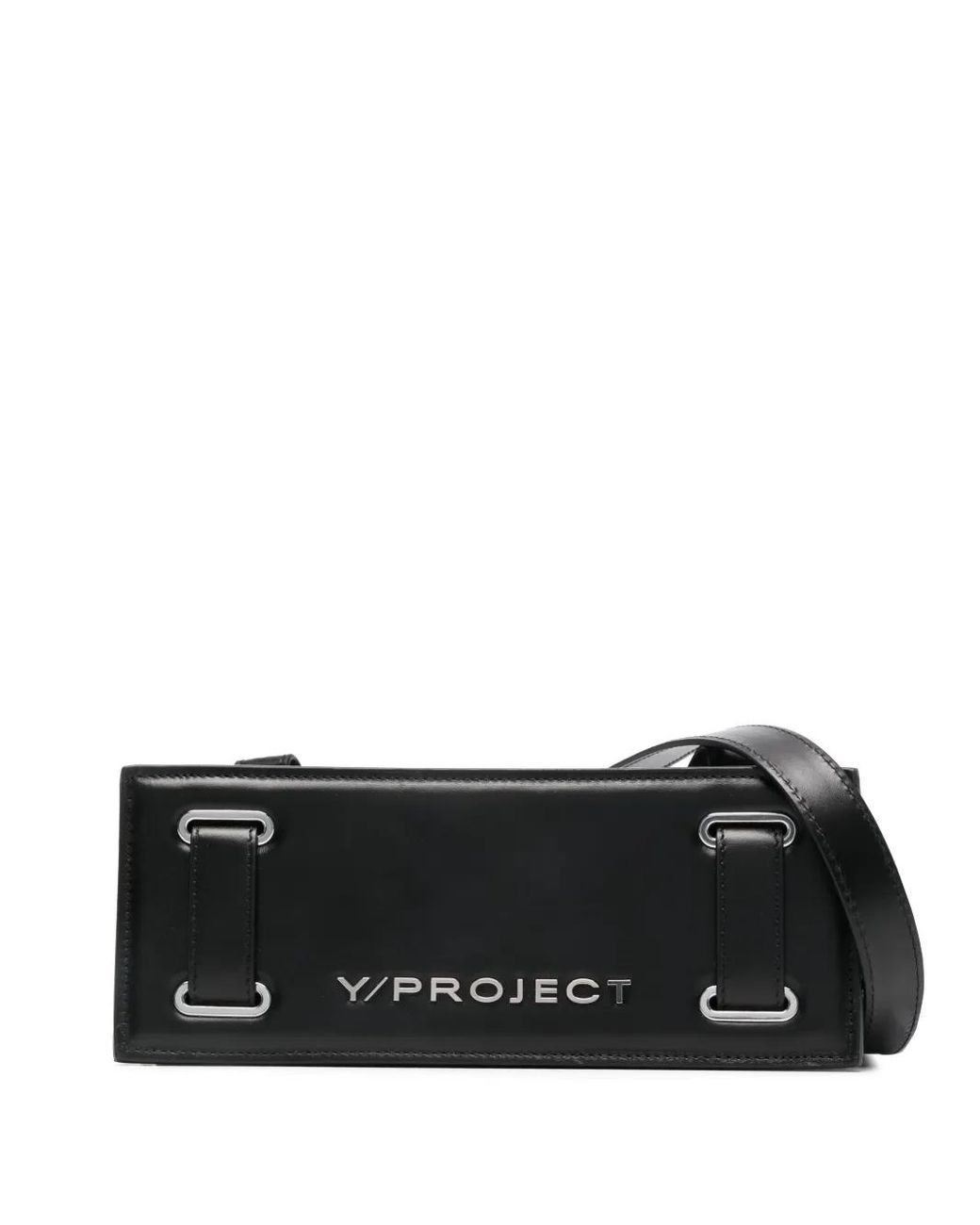 Y. Project Black Mini Accordion Leather Shoulder Bag for men