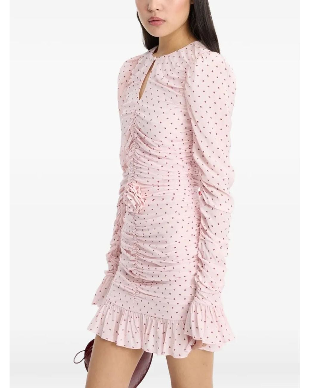 ROTATE BIRGER CHRISTENSEN Pink Robe Courte Froncée En