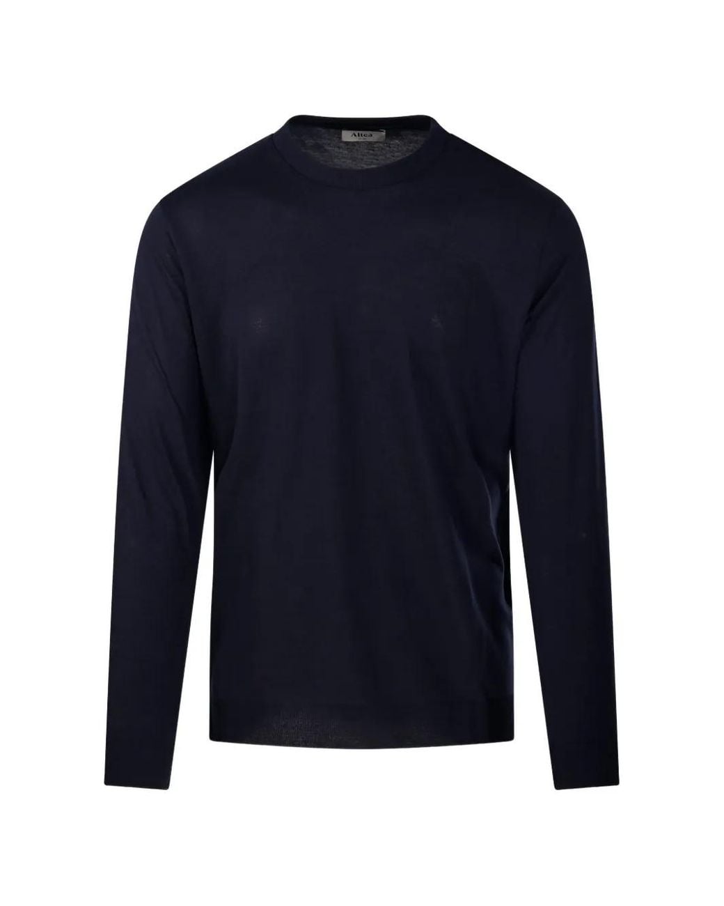 Altea Blue Long-Sleeve Crew-Neck Fine-Knit Top for men