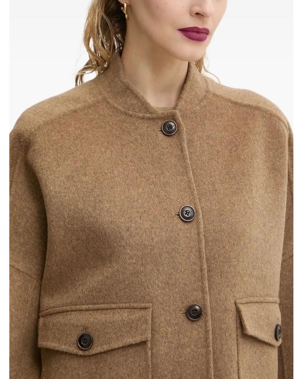 Sessun Blue Button-Fastening Patch-Pocket Jacket