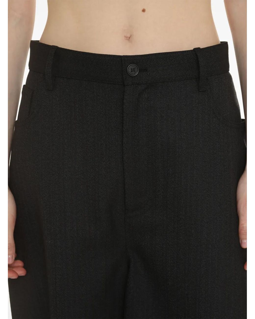 Balenciaga Black Wide-Leg Cropped Trousers