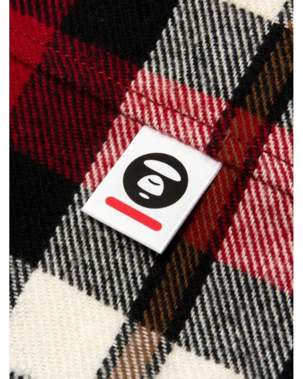 Aape By A Bathing Ape Red Check-Print Hooded Shirt for men