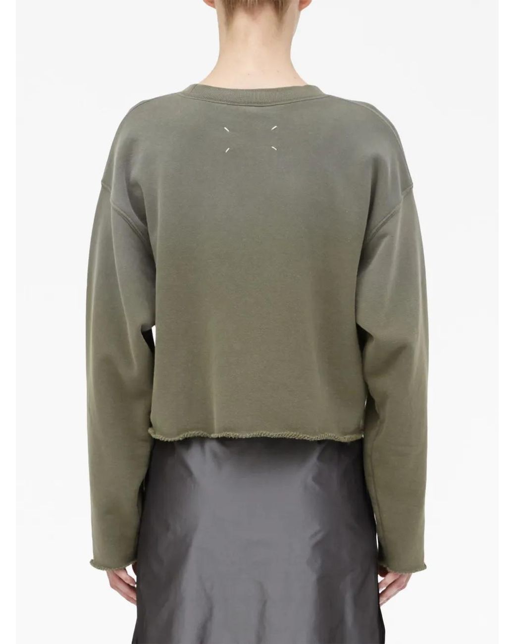 Maison Margiela Green Crop Sweatshirt With Application