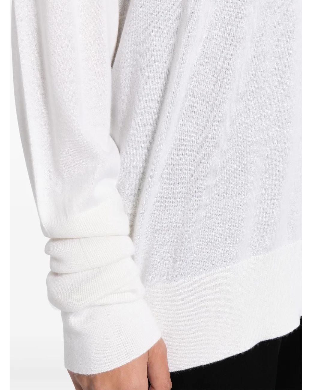 Fabiana Filippi White V-Neck Fine-Knit Jumper