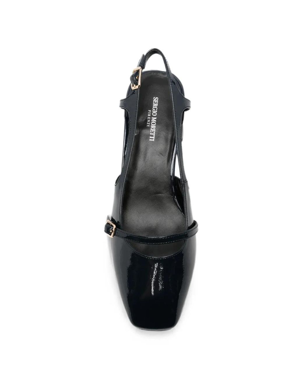 SERGIO MORETTI FIRENZE Black Buckle-Detail Slingback Pumps