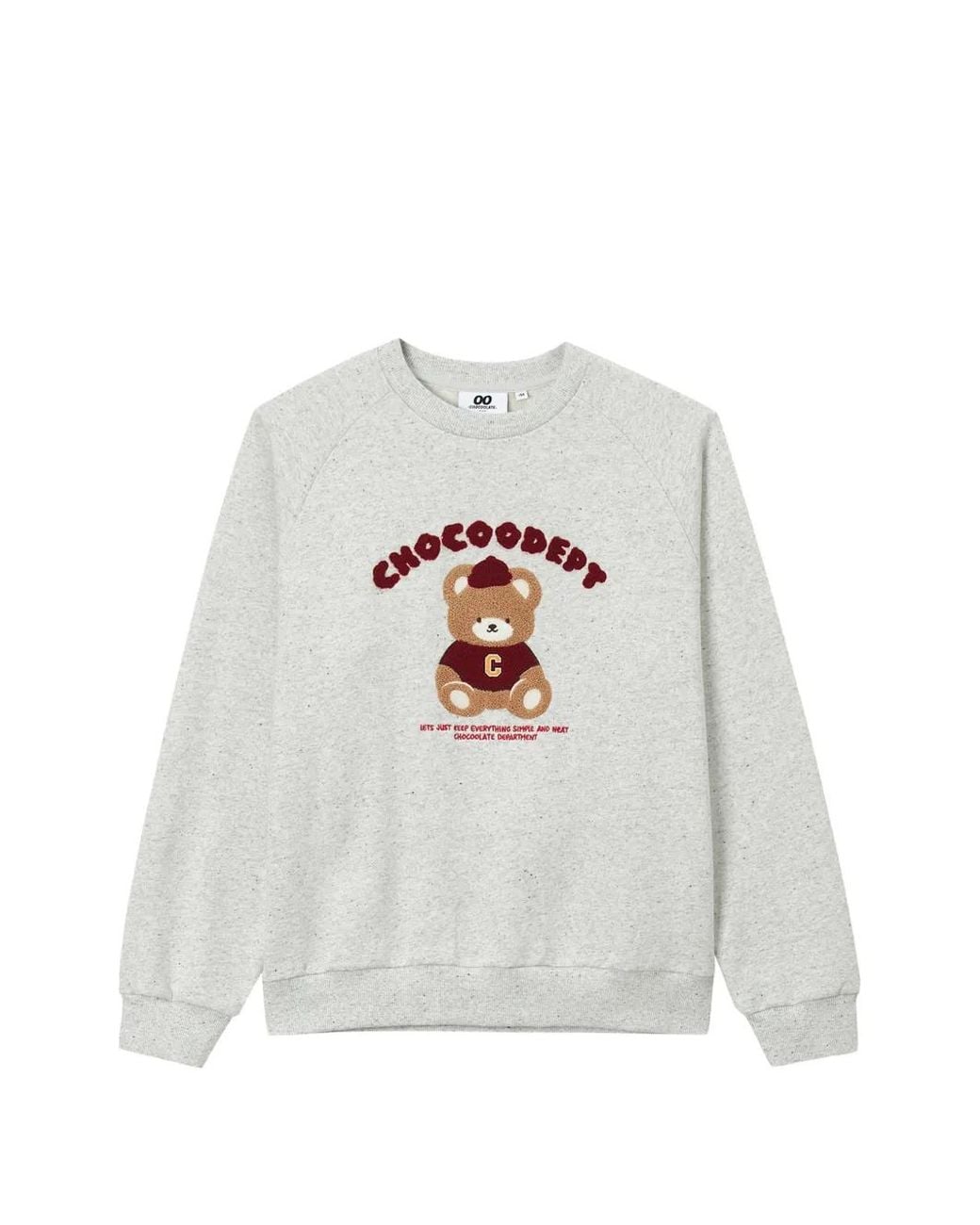 Chocoolate White Bear-Patch Long-Sleeve Sweatshirt