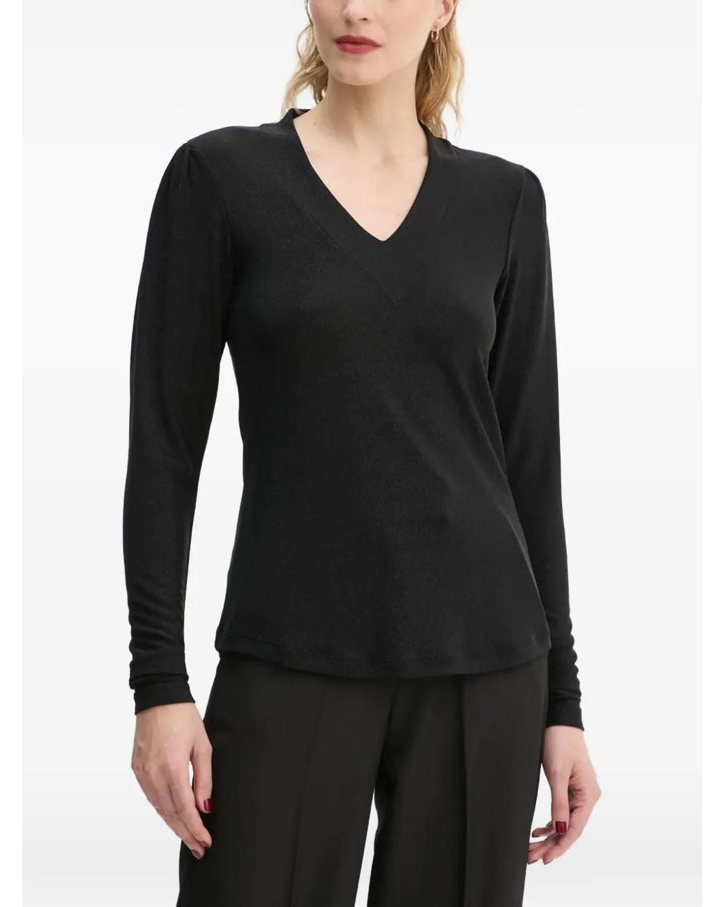 Bruuns Bazaar Black V-Neck Long-Sleeve T-Shirt