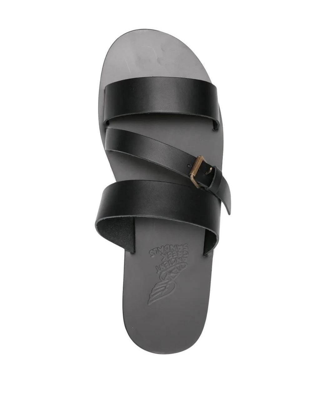 Ancient Greek Sandals Black Ifiklis Flat Leather Sandals for men