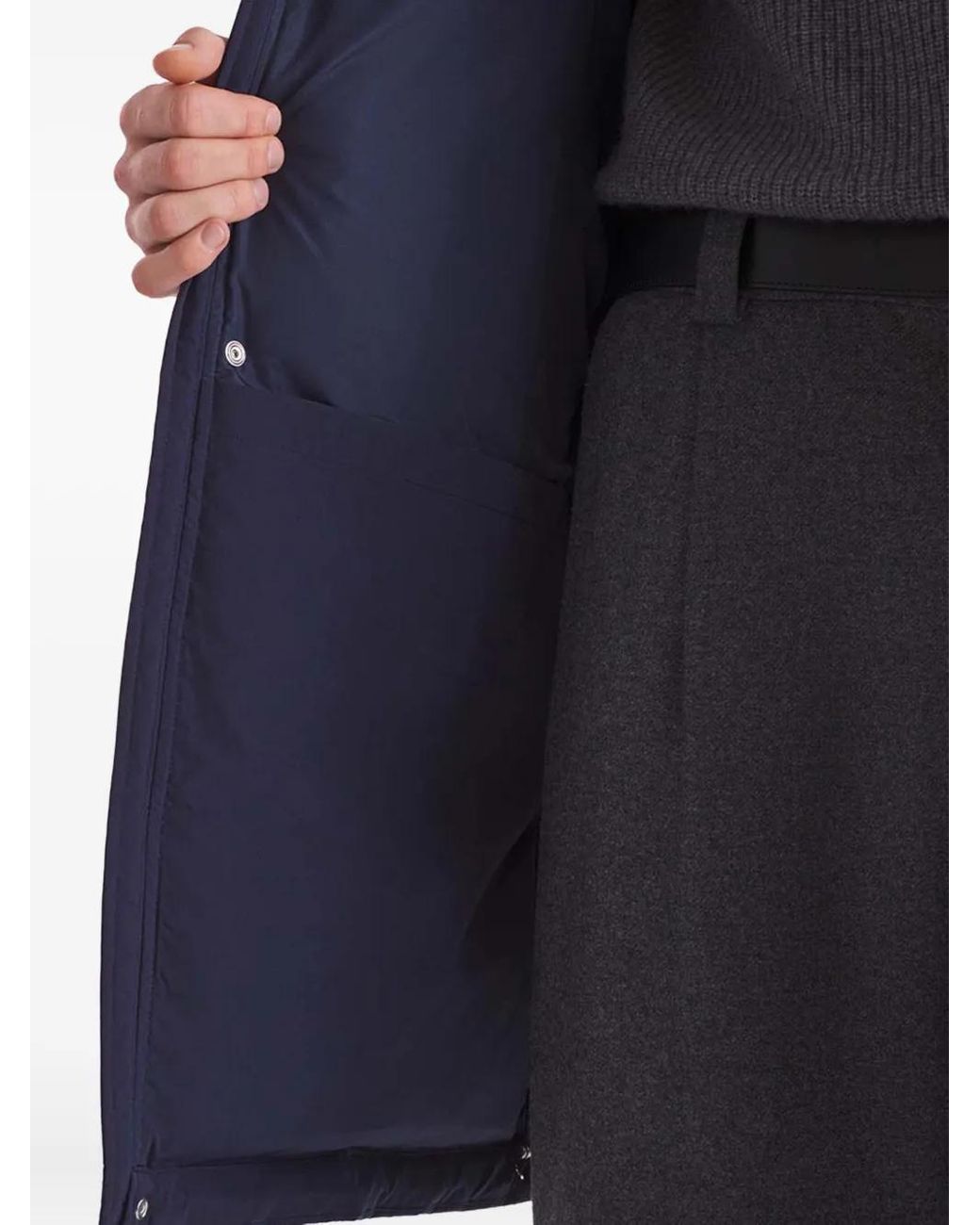 Maison Kitsuné Blue Hooded Pockets Padded Coat for men