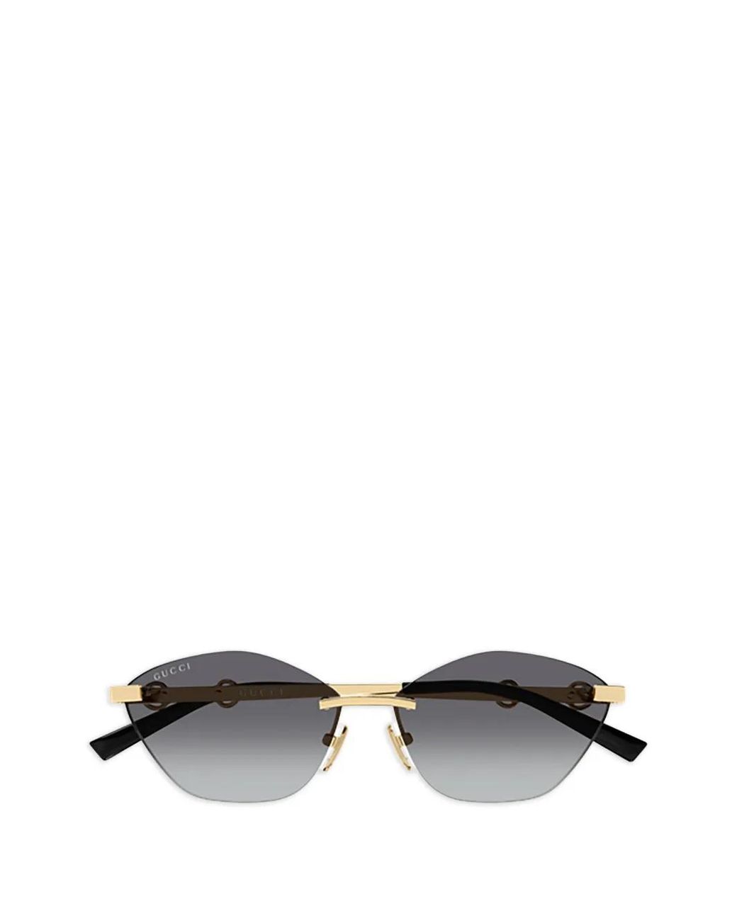 Gucci Metallic Cat-Eye Rimless Sunglasses