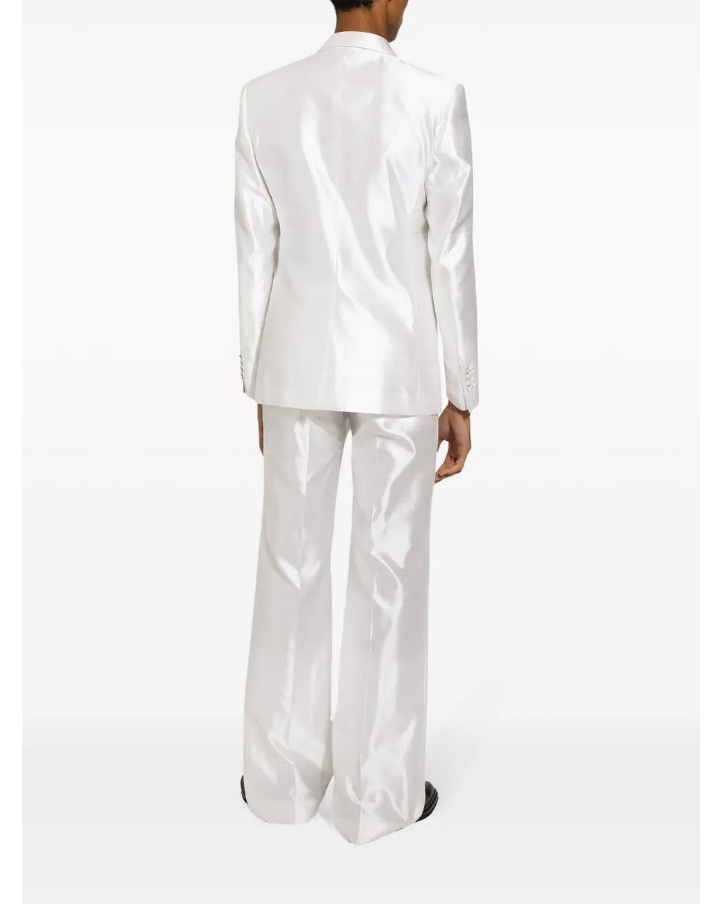 Dolce & Gabbana White Single-Breasted Silk Blazer for men