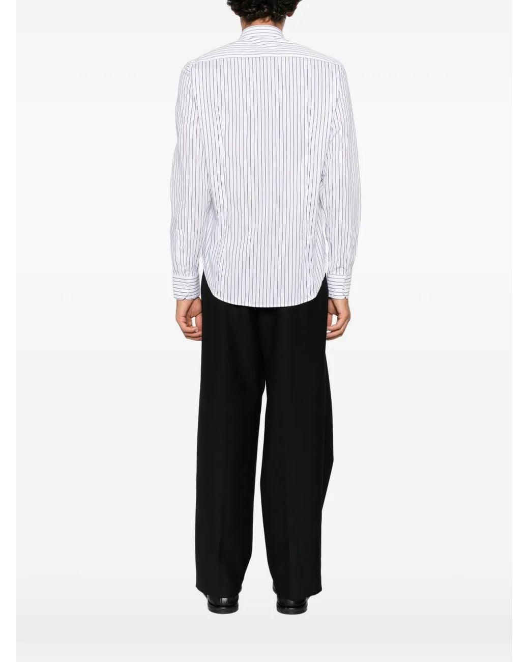 MARSĒM White Vertical-Stripe Slim-Fit Shirt for men