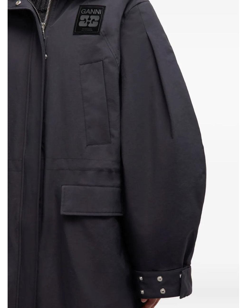 Ganni Blue Oversized Parka Coat