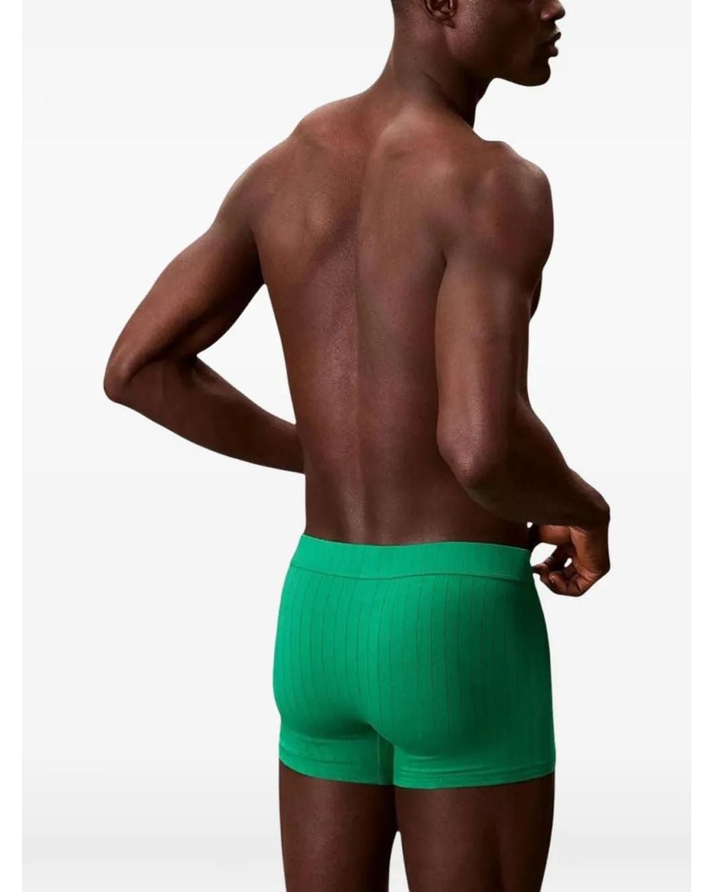 Calvin Klein Green Ribbed Cotton Boxers for men