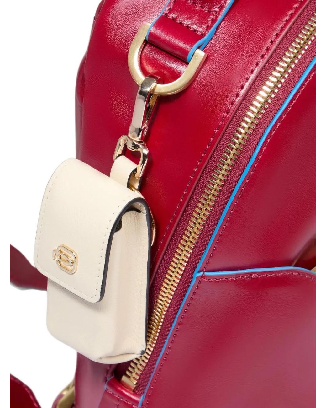 Piquadro Red Sac À Dos En Cuir À Plaque Logo