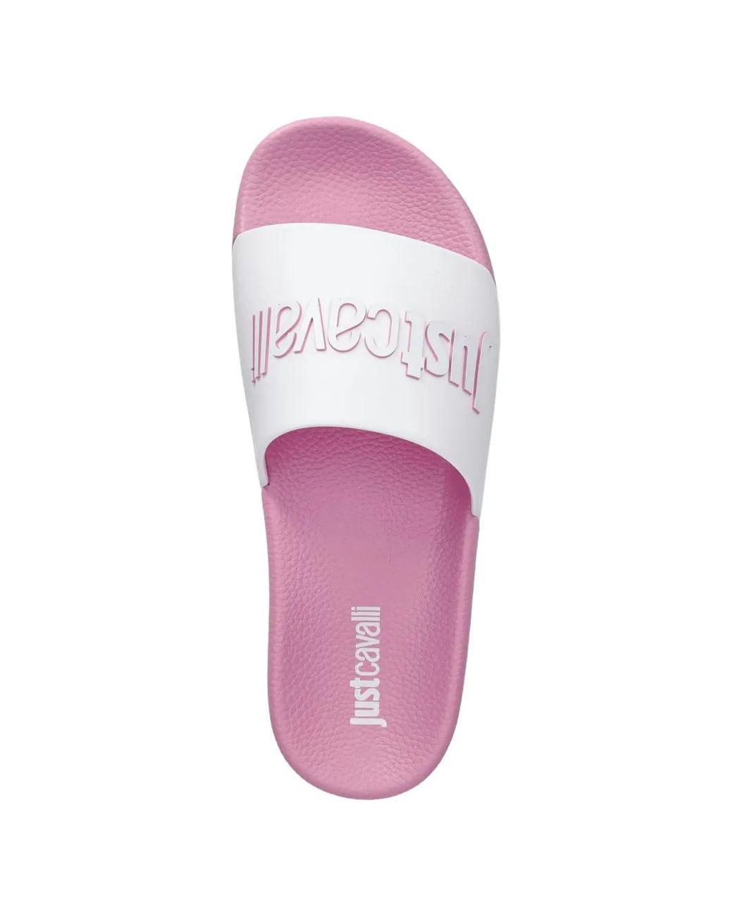 Just Cavalli Pink Logo-Embossed Slides