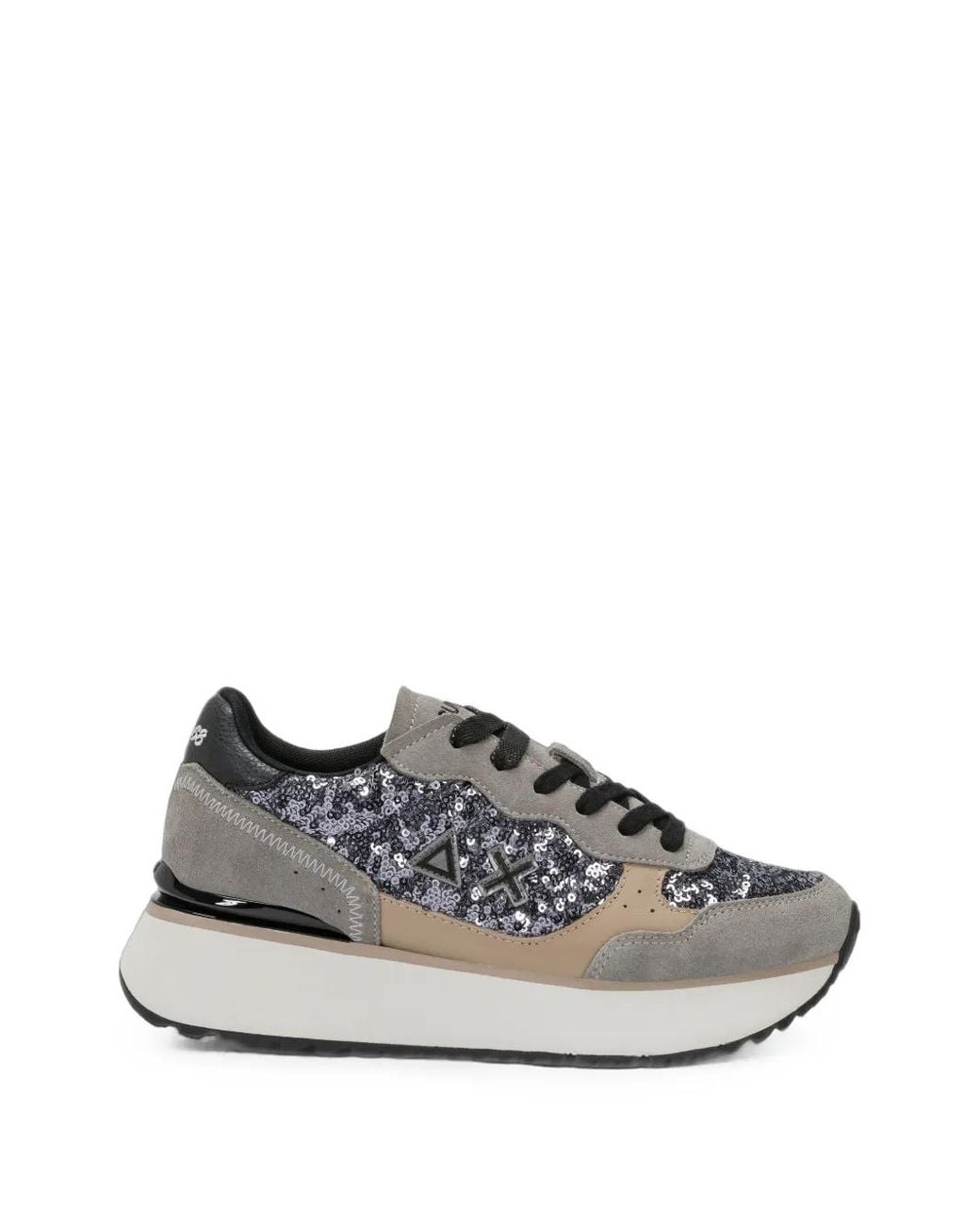 Sun 68 White Big Ally Sequin-Embellished Platform Sneakers