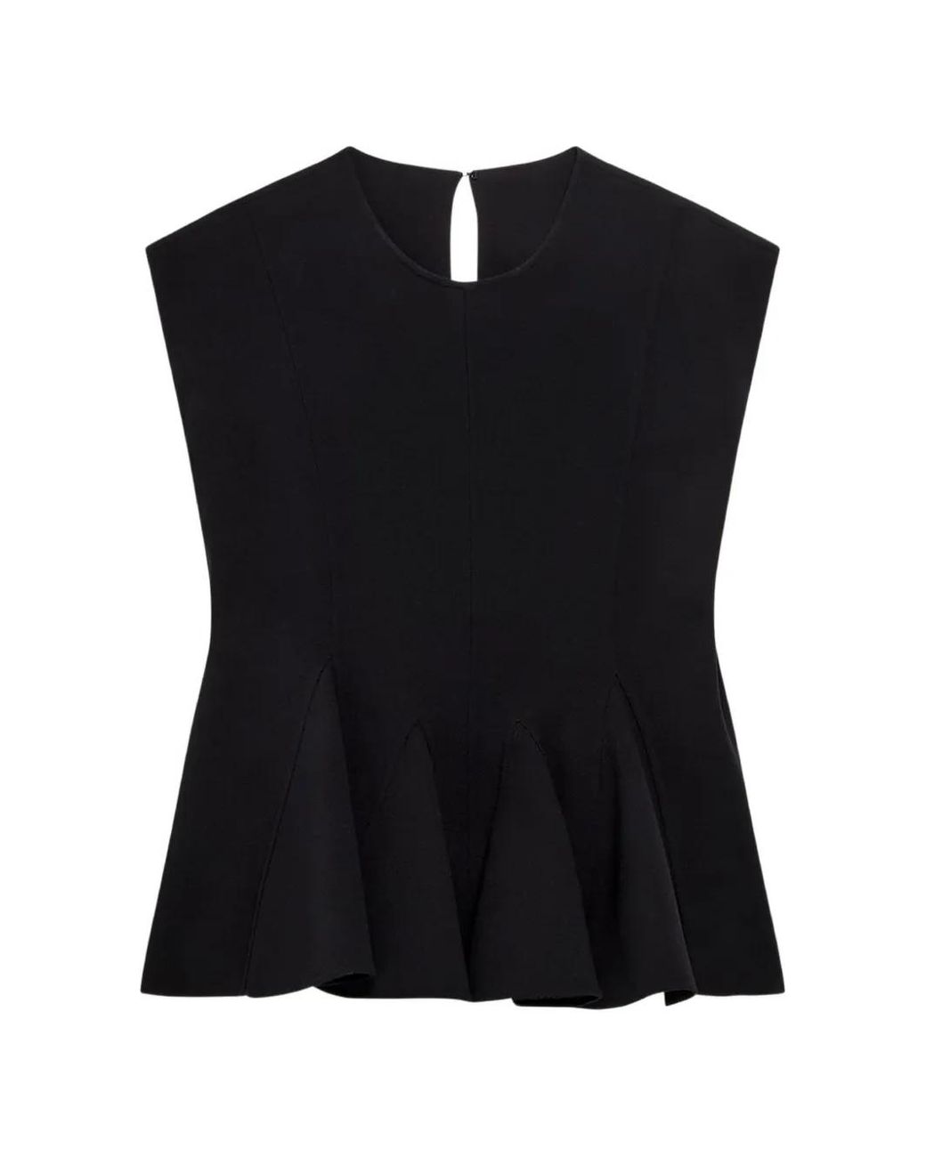 Another Tomorrow Black Double-Face Godet Top