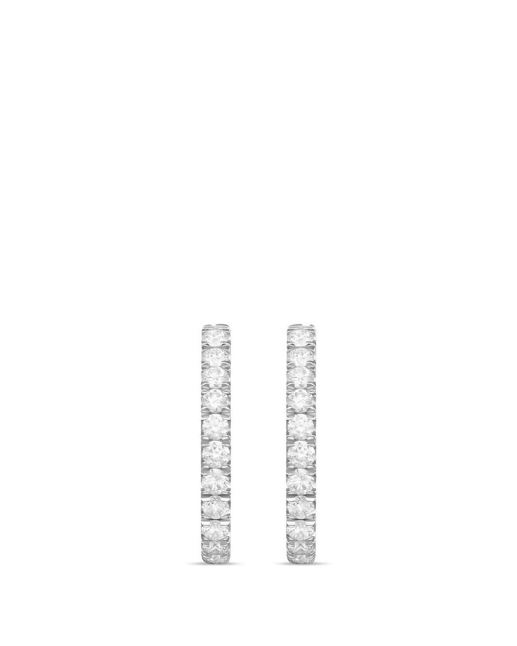 Melissa Kaye White Medium Clara Diamond Hoop Earrings