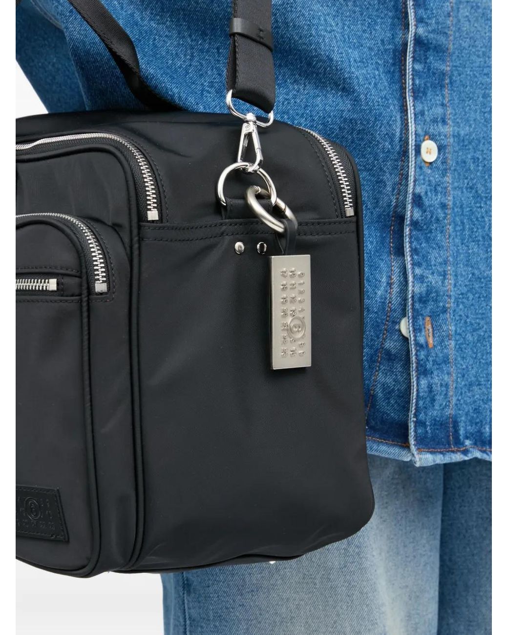 MM6 by Maison Margiela White Stitched-Leather Key Ring