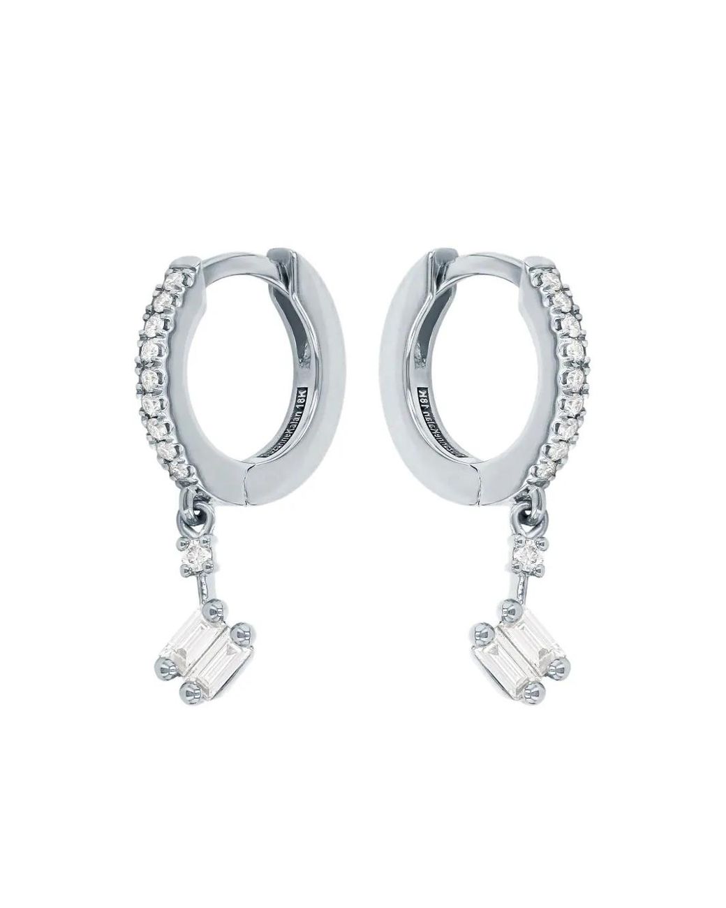 Suzanne Kalan White 18K Diamond Hoop Earrings