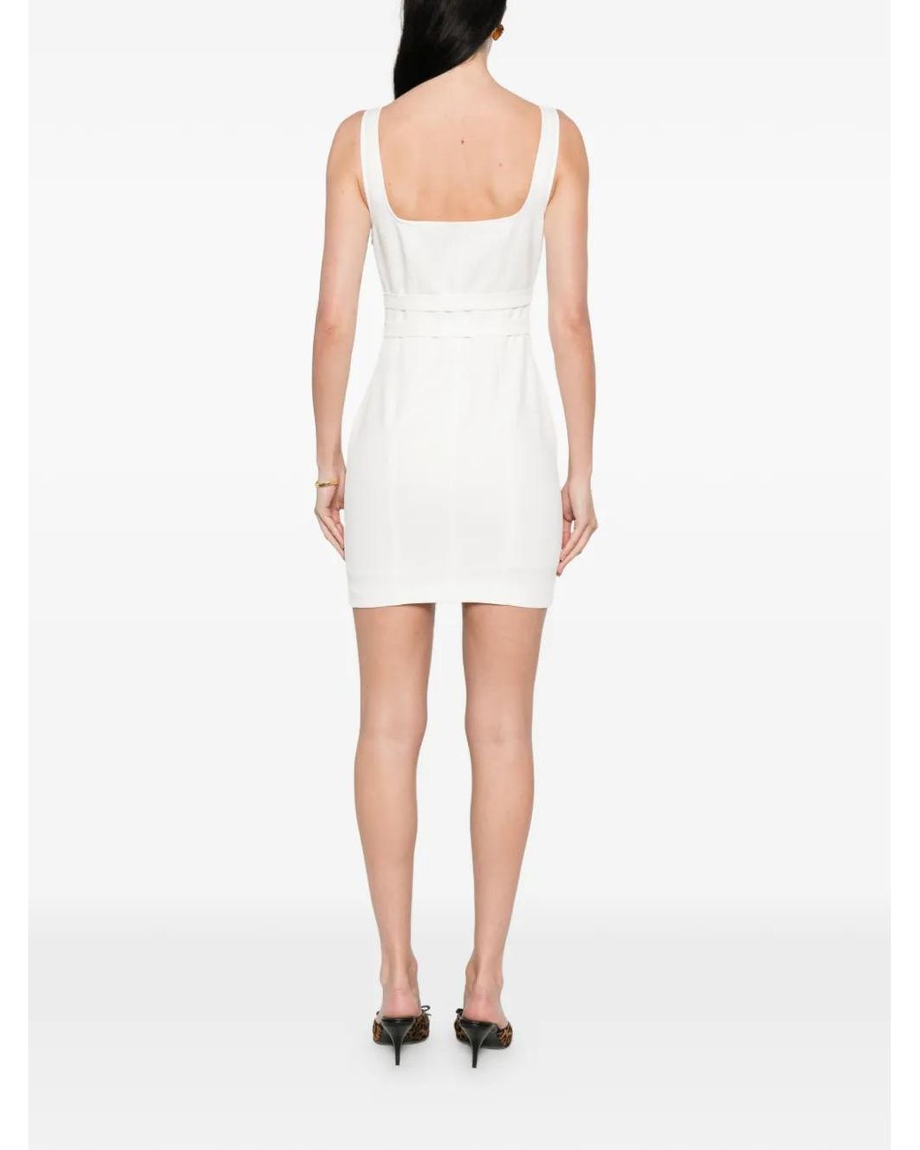 Liu Jo White Short Sheath Dress With Buckles