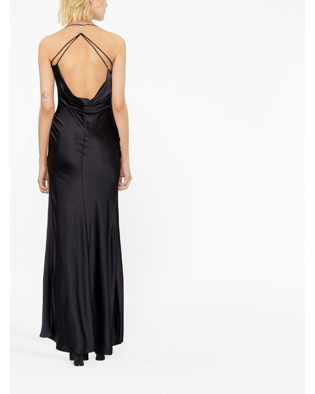 Pinko Halterneck Evening Dress in Black | Lyst