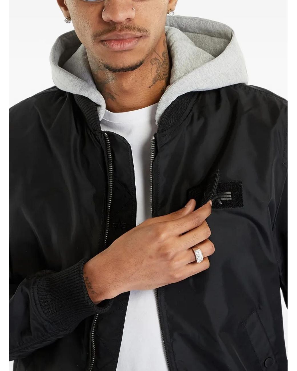 Alpha Industries Black Veste Bomber Ma-1 Tt Hood Light for men