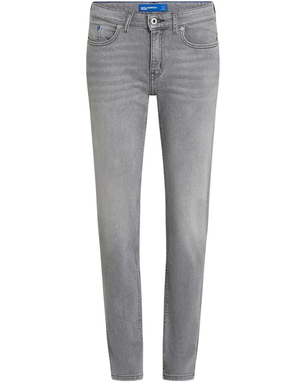 Karl Lagerfeld Gray Mid-Rise Slim-Cut Jeans