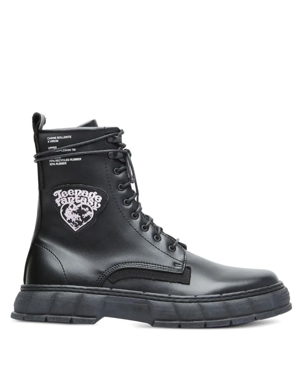 Viron Black Patch Lace-Up Boots