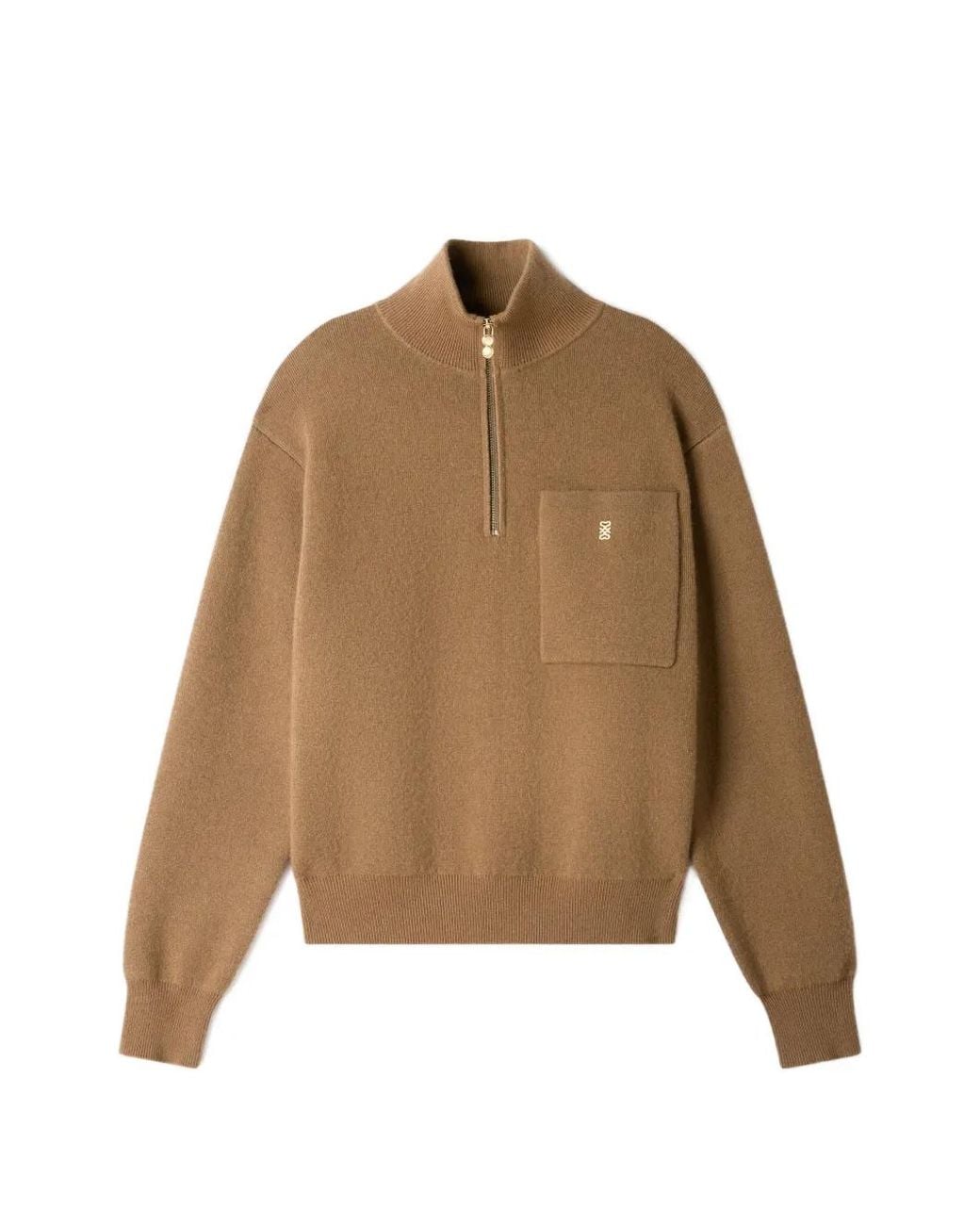 Sandro Natural Half-Zip Chest-Pocket Sweatshirt