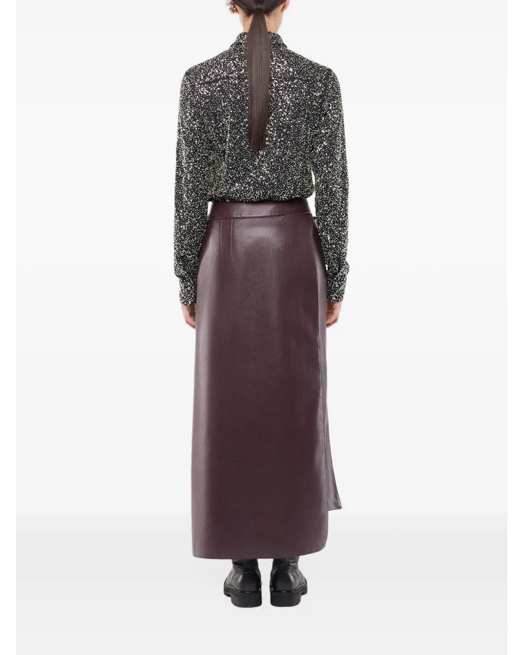 Rabanne Brown Double Layer Midi Skirt