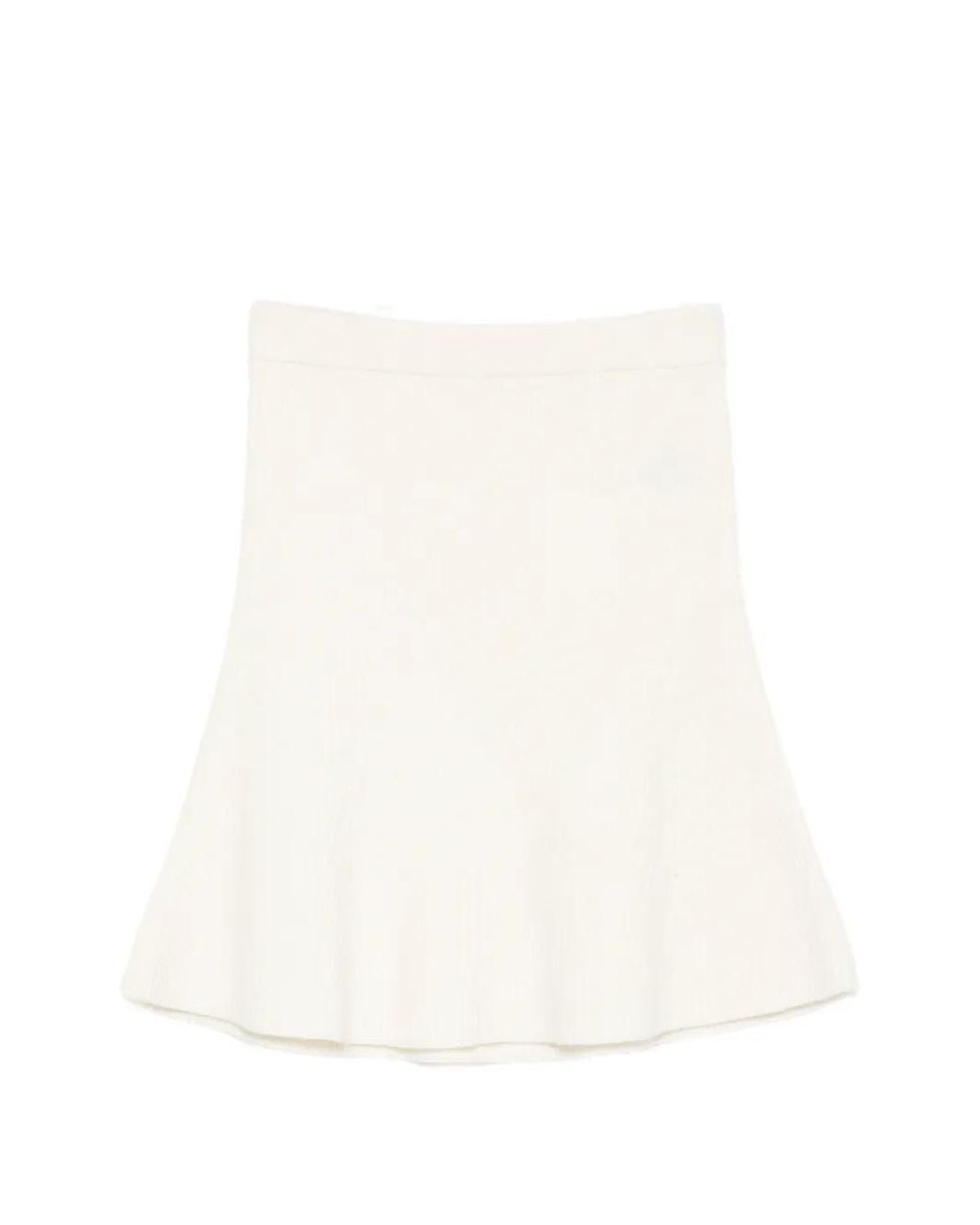 Gant White Wool Ribbed-Knit Skirt