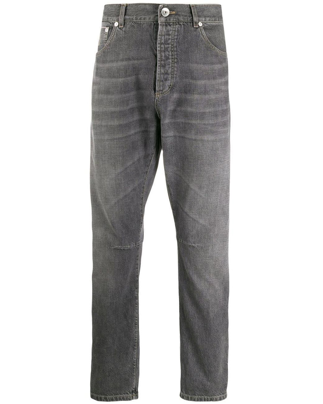 Brunello Cucinelli Denim Tapered Jeans in Grey (Gray) for Men - Lyst