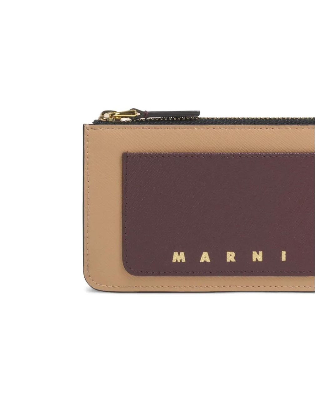 Marni Brown Leather Zip Cardholder